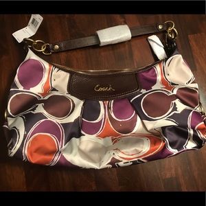 NWT Authentic Coach Multicolor Sateen Hobo Purse